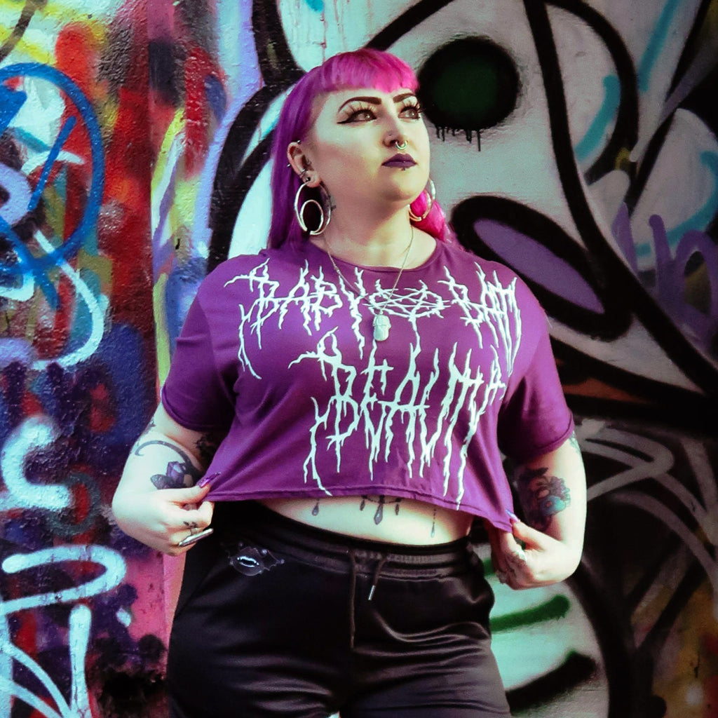 Death Metal Cropped T-shirt - Purple