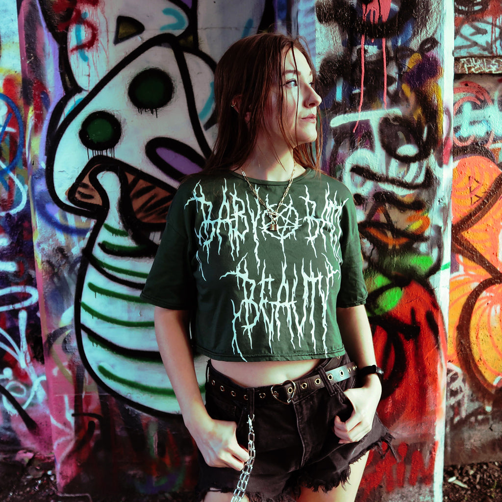 Death Metal Cropped T-shirt - Forest Green
